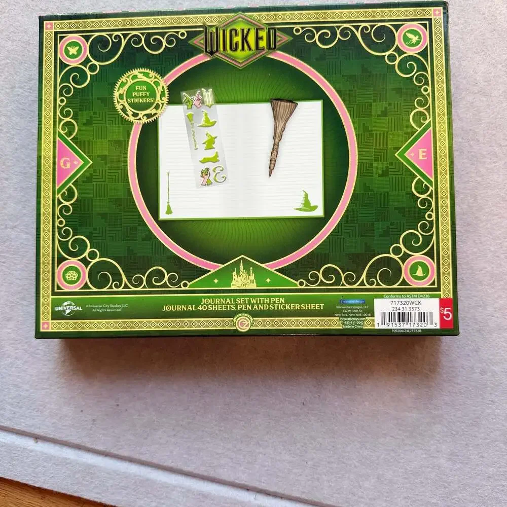 Wicked Elphaba Journal Set with Pen and Sticker Sheet